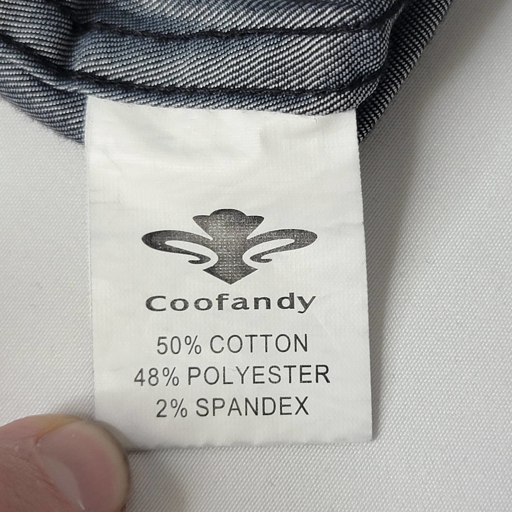 EUC COOFANDY Men's Shirt Button Up Flip Cuff Checked Long Sleeve Black Large - Picture 4 of 8